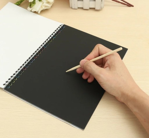Stierací žreb BLOK Dúhový stierací žreb, ale zoškriabaný Omaľovánka zošita A4 + STYLUS