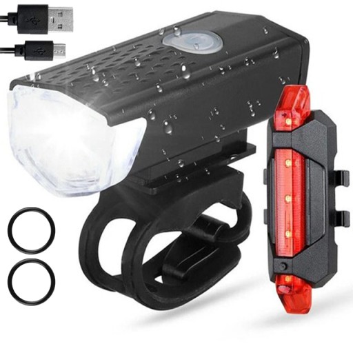 PREDNÉ + ZADNÉ LED BICYKLE LAMPA, NABÍJACIE, NA RIADITEĽKA