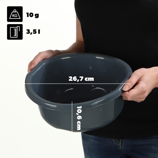 KRUHÁ PLASTOVÁ MISKA 3,5L NA UMÝVANIE MISKY S RÚČKAMI