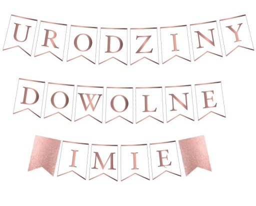 BANNER girlanda na NARODENINY + ľubovolné MENO ROSEgold