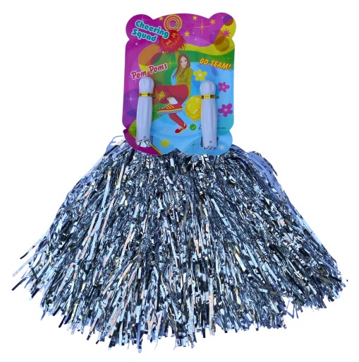 * 2 ks CHEERLEADER CHEERLEADER POMPONS strieborné