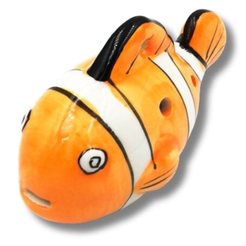 mini OCARINA keramická NEMO FISH, oranžová, 6 dier, noty