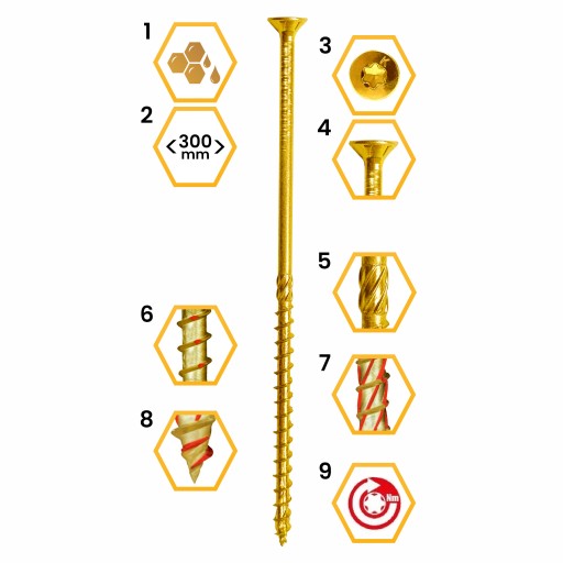 TESÁRSKE SKRUTY DO DREVA 4x70 KUŽELOVÉ TORX 200ks WKCS-40070 KLIMAS