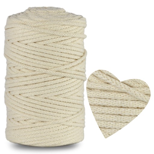 Bavlnená pletená šnúra MACRAME ECRU 100m 5mm