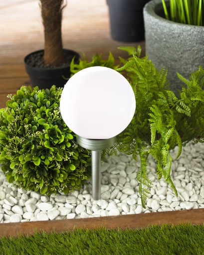 LED záhradné svietidlo SOLAR BALL WHITE 15 cm