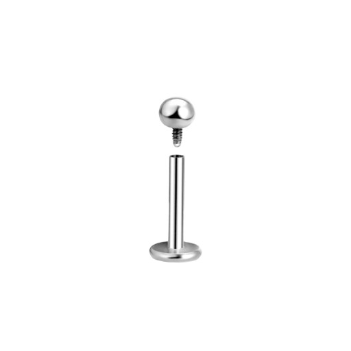 Strieborné náušnice LABRET s guličkou GW. Chirurgická oceľ 316L Veľkosť 1,2/8/3