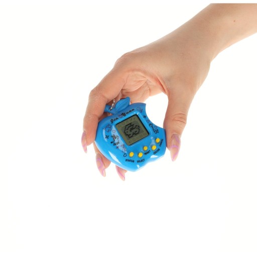 Hračka Tamagotchi, elektronická hra s modrým jablkom