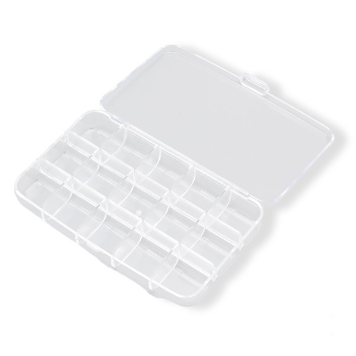 Nádoba na korálky a kamienky, plast, 15x9,2x2,5cm, 15 priehradiek, 1 ks.