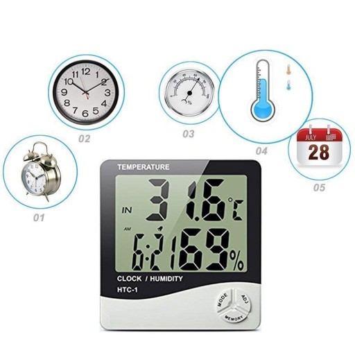DIGITÁLNY TEPLOMER HYGROMETER HODINY METEOSTANICE 49