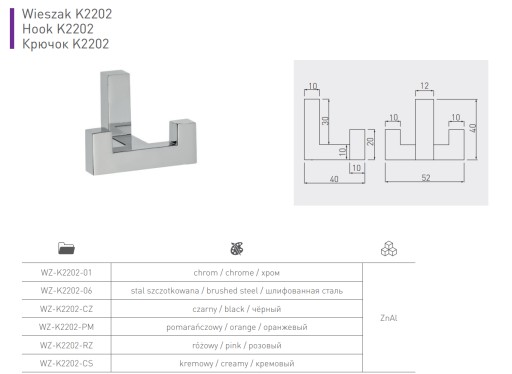VEŠIAK K2202-01 CHROM GTV