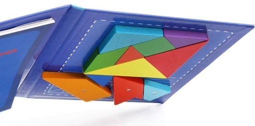 Kniha Tangram Drevené puzzle Magnetické bloky Montessori EDU