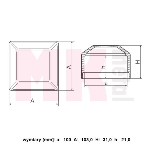 Krytka stĺpika 100x100, krytka strešného profilu