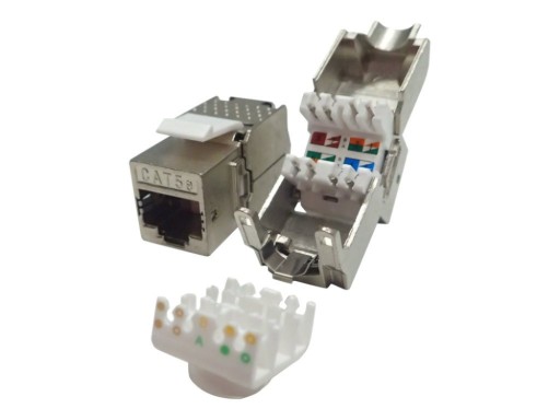 RJ45 cat 5e keystone jack modul FTP, STP, bez náradia, Netrack, strieborný