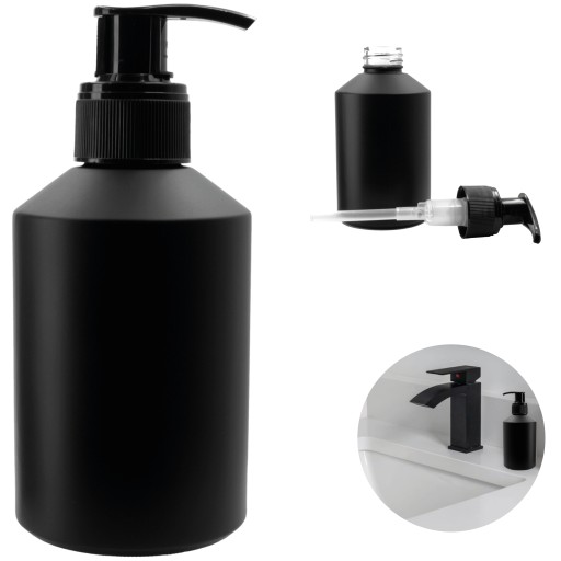 DÁVKOVAČ MYDLA sklenená fľaša, matná čierna, 200 ml