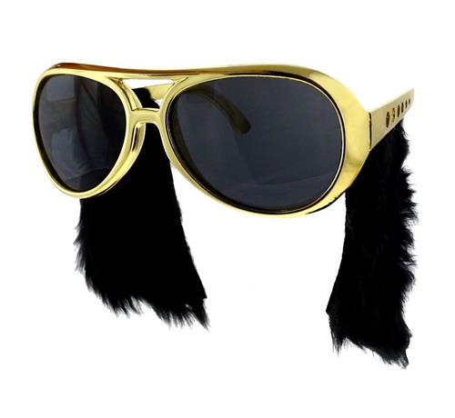 ZLATÉ OKULIARE S bokombradami PARTY OUTFIT ELVIS PRESLEY