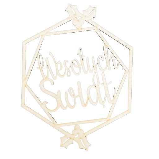 Obruč s drevenou základňou Merry Christmas macrame