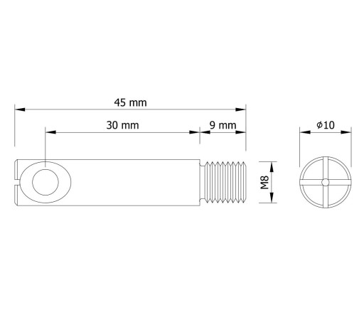 1x Silná hlavňová spojka Ø 16mm pre nábytok M8 závit