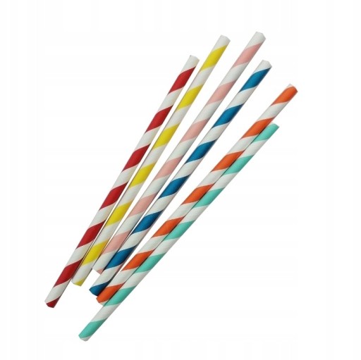 Jednorazové ekologické papierové slamky mix FAREBNÉ PRUHY 6x197mm 250 ks