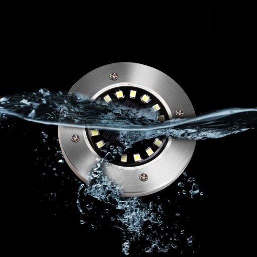 Solárna záhradná pozemná lampa, teplá oceľ, biela, 16 LED, odolná