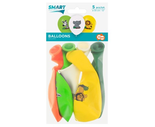 Safari Balóniky Zvieratá rôzne farby 30 cm 5 ks.