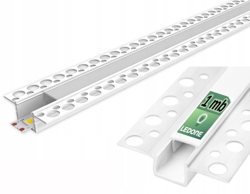 PVC PROFIL pre LED pásy, biely sadrokartón + opálový difúzor, 1 m