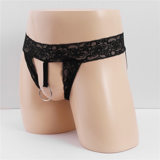 SEXY PÁNSKE ČIPKOVANÉ NOHAVIČKY S KRÚŽKOM NA PENIS A ODhaleným zadkom