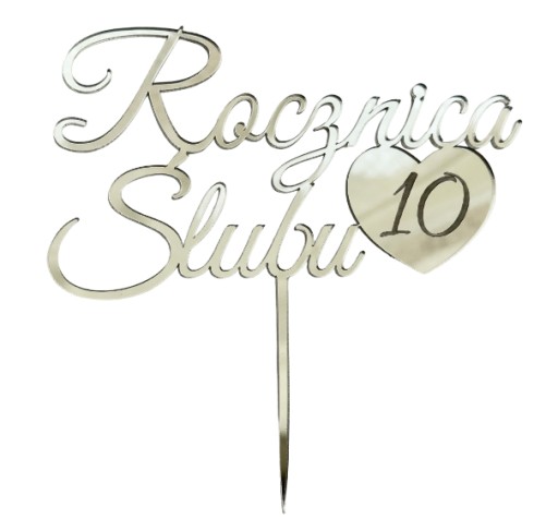 Výročie svadby s ľubovoľným číslom Topper 13cm Strieborné plexi zrkadlo