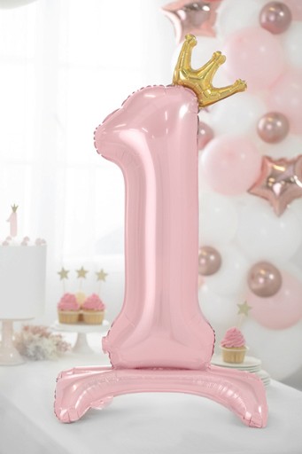 Prvé narodeniny balóniky s číslom z ružového zlata stojaca 84 cm 1 kus