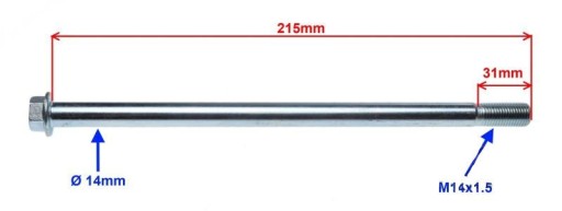 Zadná náprava kyvného ramena pre Junak 904 fi14 215mm