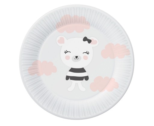 Papierové plyšové narodeninové taniere 18 cm 6 ks
