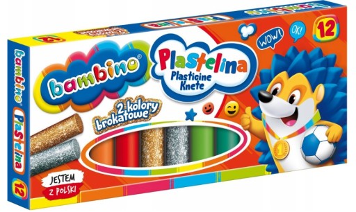 BAMBINO SCHOOL PLASTICINE 12 FAREB ZLATÝ STRIEBORNÝ GLITR