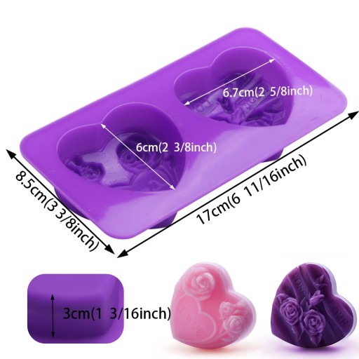 Silikónová forma 2x Forma na mydlo Hearts Rose Love MF-064