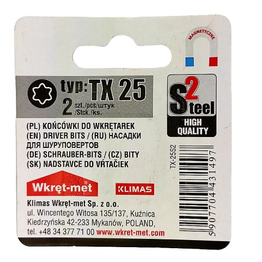 HROTY SKRUTKOVAČOV TORX-TX 25 BITOV
