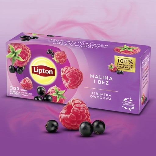 Lipton čajová súprava, ovocný čaj Malina a Baza, 2x20 sáčkov, 64g