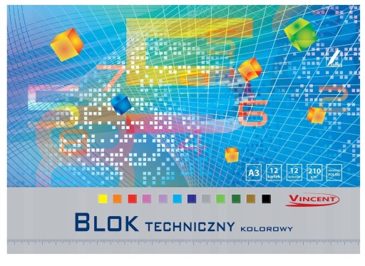 Farebný technický blok VINCENT A3-12 210g