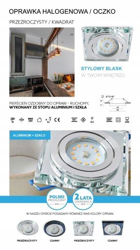 Držiak HALOGÉNovej žiarovky MOVING LIGHT pre LED TRANSPARENT