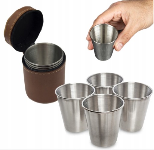 TURISTICKÉ KOVOVÉ OKULIARE, Púzdro, 4 KS, 70ML, SKLO NA VÝLET