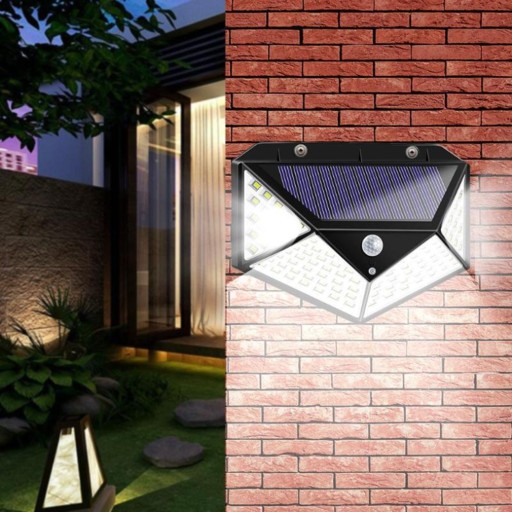 SOLÁRNE NÁstenné ULIČNÉ LAMPA S POHYBOVÝM SNÍMAČOM ZA SÚMRAK, GARDEN 100 LED