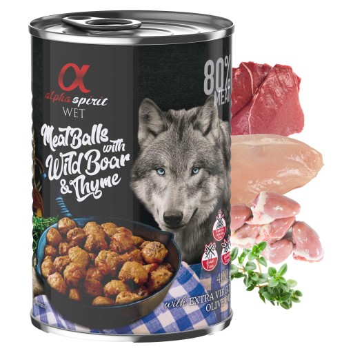 ALPHA SPIRIT Mokré krmivo pre psov Kančie fašírky 400g