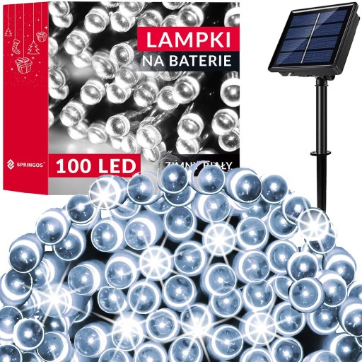 SOLÁRNE GARLANDOVÉ LAMPY 100 LED ZÁHRADNÉ solárne 12m STUDENÉ BIELE