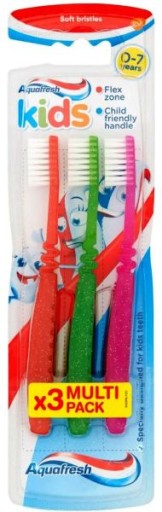 Aquafresh Kids 3balenie manuálnych zubných kefiek 0-7 Soft