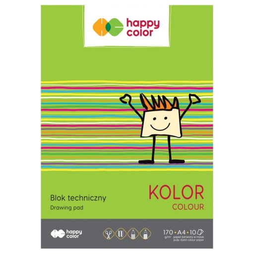 Happy Color A4 farebný technický blok, 170g 10a