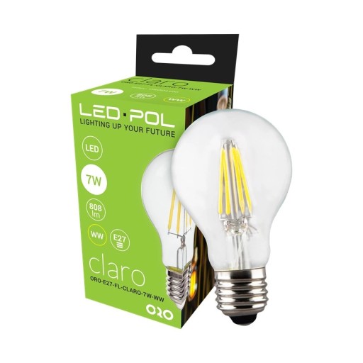LED-POL Edison CLARO vláknová žiarovka 7W = 60W Dekoratívna teplá 2700K