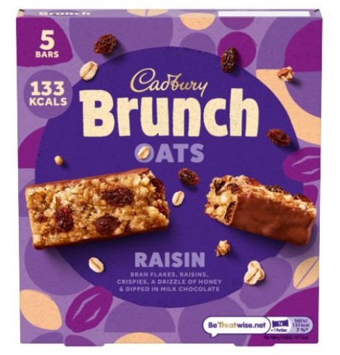 1x 160g CADBURY Brunch Oats Hrozienka cereálne tyčinky UK