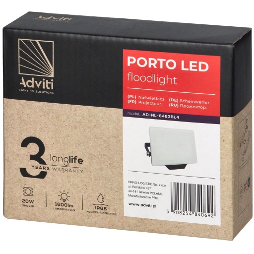 Halogénové reflektorové LED svietidlo 20W bezrámové svetlomet NEUTRAL 4000K IP65