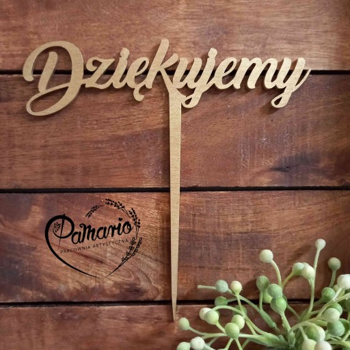 Ďakujem Topper TEXT Ďakujem 15cm ZLATÁ