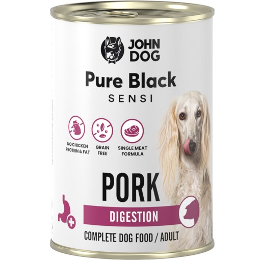 John Dog Pure Black Sensi digestion mokré krmivo pre psov bravčové mäso 400g
