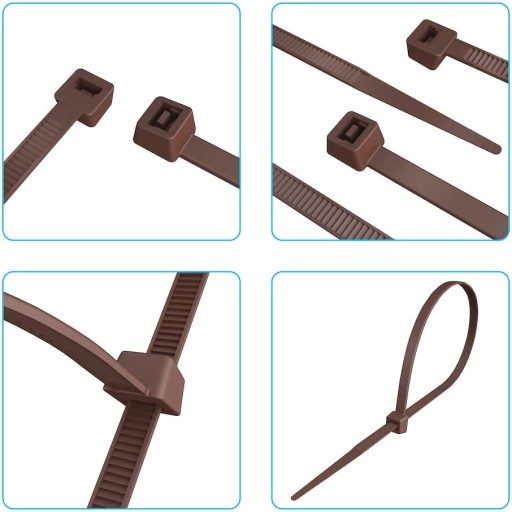 100x HNEDÉ KABELOVÉ VIAZAČKY UV KLIP VIAZAČKY VIAZAČKY 4,8x300 mm