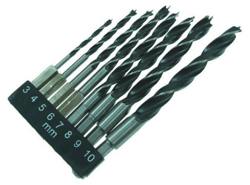 VŔTAČKY DO DREVA 8 KS. 3 - 10 mm HEX šesťuholník