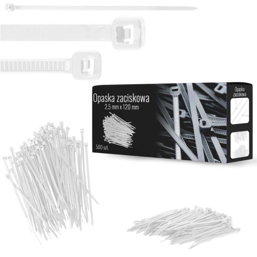 500x sťahovacie pásky Káblové pásky Zipsy 2,5 x 120 mm Silné UV sťahovacie pásky